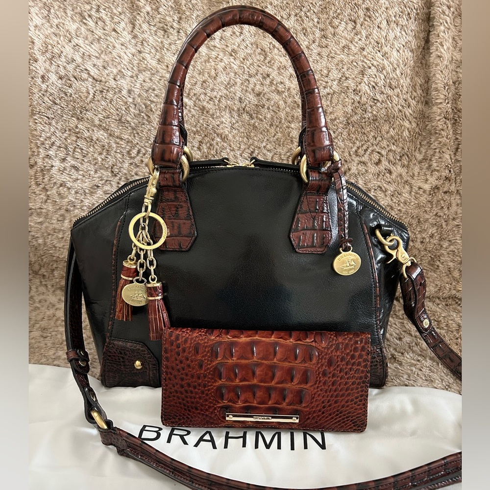 Brahmin Tyler Tuscan Dome Satchel with Ady Wallet in Pecan